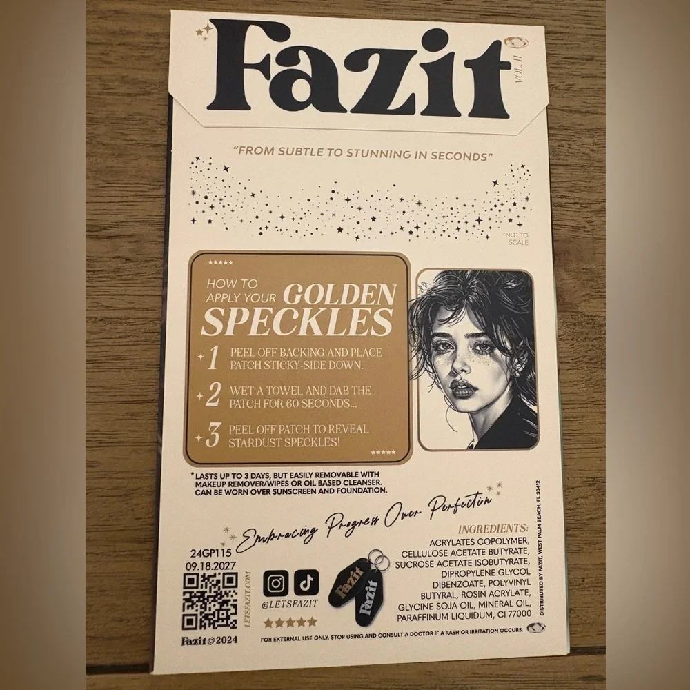 Fazit Gold Speckles Makeup Patches/Glitter Freckles, Pack of 6 NEW